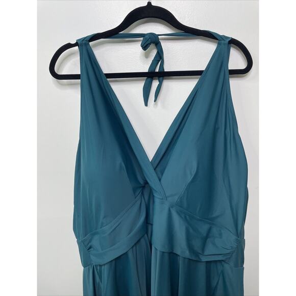 BloomChic 30 Swim Dress Bathing Suit Turquois Halter Top Adjustable Strap NWT - Picture 2 of 12